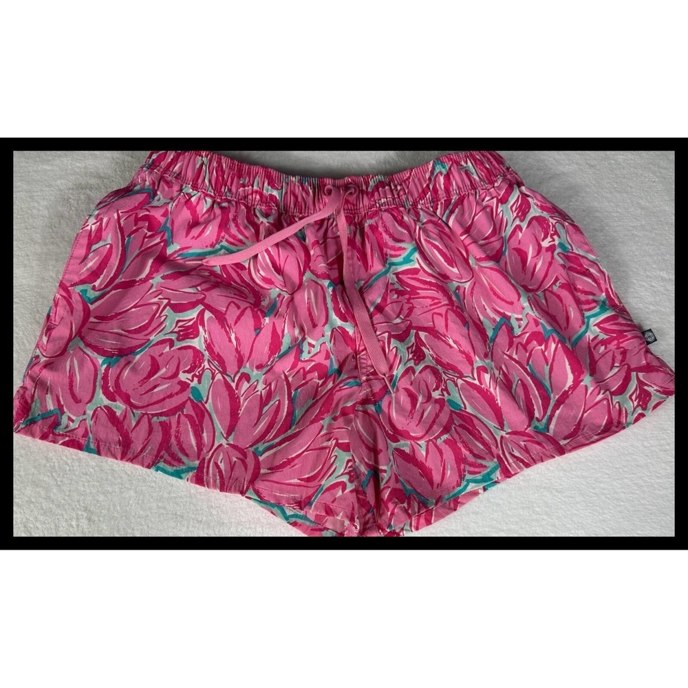 Lauren James Shorts Women Small Pink Floral Elastic Waist Casual Preppy